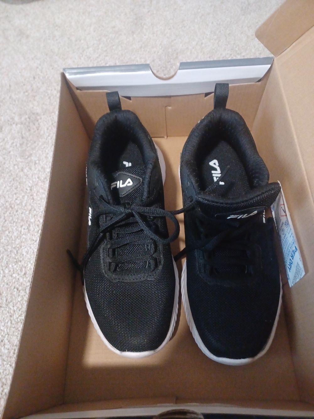 Fila Kids Black Mesh Sneakers with White Soles